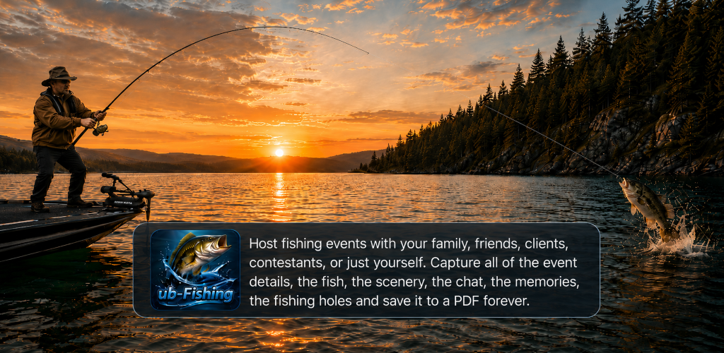 Angler fighting a jumping fish from a boat at sunset.